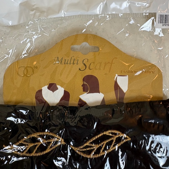 New Dia De Los Muertos Black Faux Suede Embroidered Triangle Scarf with Fringe - Picture 7 of 9